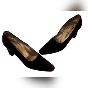 Vintage YVES SAINT LAURENT YSL Classic Brown Satin Block Heel Pumps Size 7.5M